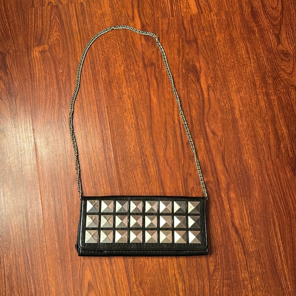 Black chunky studded clutch